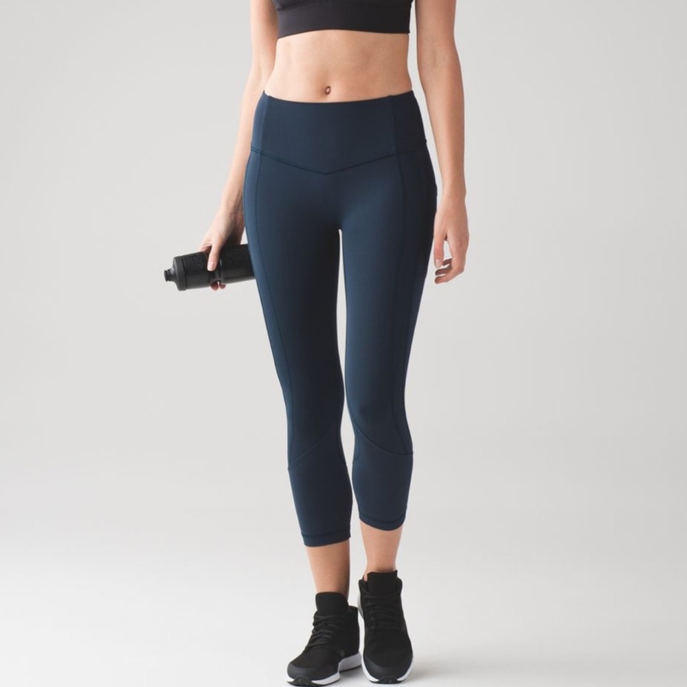 Rare Lululemon All The Right Places Crop II 23” Nocturnal Teal Sz 8 Discontinued